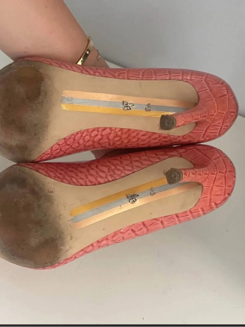 Sam Edelman Hazel Pointed Toe Pump Pink Patent Croco Leather Stiletto Heels 8.5